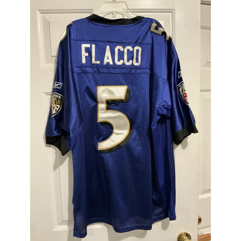 Men's Reebok Joe Flacco #5 Baltimore Ravens Jersey NFL Sz 54 -Purple Embroidered - Picture 2 of 8